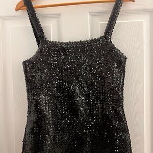 Black Sequin Sleeveless Top